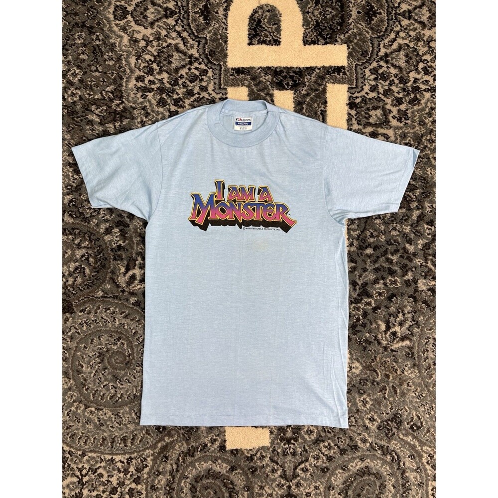 Vintage 80s Hanes Brand Single Stitch I Am A Monster Tshirt Size M Made In USA